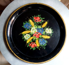 PLATEAU rond TOLE peinte