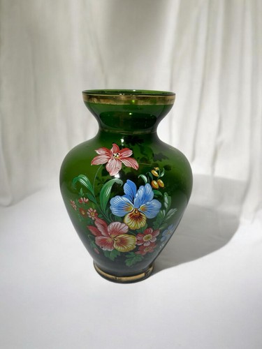 Vase verre vert - vase, décor