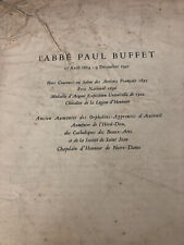 RARE VIEUX PAPIERS SOUVENIRS peintre PAUL BUFFET( 27/4/1864.09/12/1941)