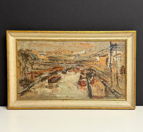 Tableau ancien hsc péniches - tableau, -péniches
