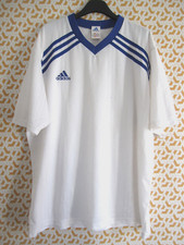 Maillot Adidas Blanc Bleu vintage 2000 Jersey Manche courte Shirt Homme - XL