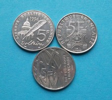 🇫🇷 France - 3 pièces de 5 francs commémoratives 1989 à 1994