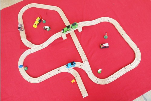 Lot circuit train en - train, bois