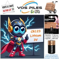 Pile CR123A CR17335 CR17345 123 DL123 EL123AP Duracell ( Lithium 3V 1400 mAh )