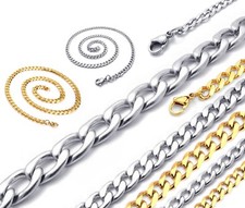 Hommes Collier Chaîne Gourmette Cubain Chaîne 4-8mm 45.7-76.2cm Argent Ou Or