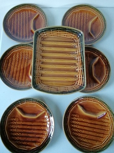 Assiettes asperges et un - assiettes, à
