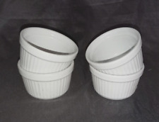 Lot de 4 Ramequins anciens verrines cannelées porcelaine blanche épaisse