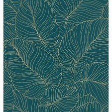 Papier Peint Grandeco Isa Feuille De Banane Feuilles Vertes Teal / Or A50902