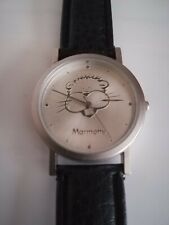Montre argentée logo "Marmotte" - bracelet noir