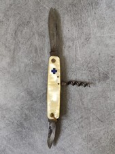 Ancien Couteau Pliant Nacré armée Suisse Finlande CORKSCREW