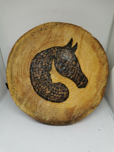 Pyrographe cheval fille sur - et,