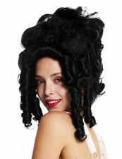 Perruque Femme Théâtre Cosplay Baroque Marie Antoinette Comtesse Noble Noire