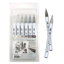 ZIG Clean Color Real Brush Cool Grey set Lot de 6 marqueurs pinceaux de coule...