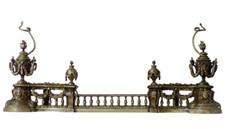 19TH Spectacular RARE French Antique Bronze Pair Andirons Fireplace Snake & Lion