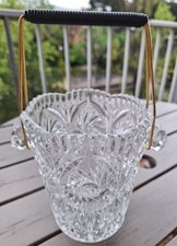 seau À Glace En Verre Ciselé Vintage h15 x D 12 x D 9 en cm