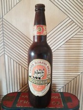 BOUTEILLE PUBLICITAIRE BIÈRE PILS THREE HORSES BEER BRASSERIE EN BOIS