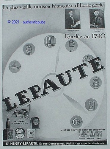 Publicite lepaute horloge - lepaute,