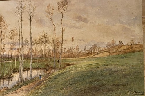 Tableau ancien paysage signé