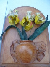 TABLEAU CUIR relief pot de fleurs