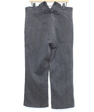 French 1940s Buckle Back Grey Striped Cotton Pique Work Peasant Pants TSF W35