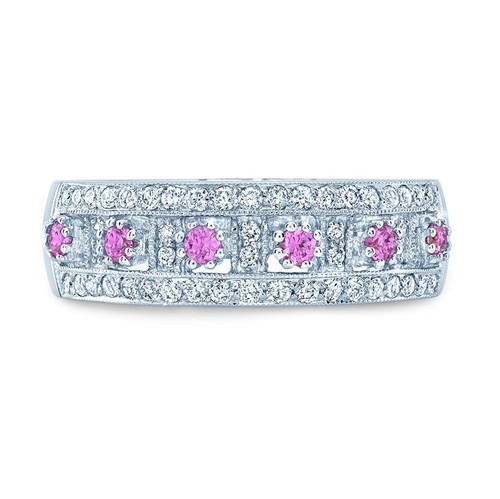 Saphir rose bague diamant 14k - saphir,