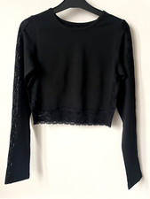 Haut Top Court bord dentelle Noir Taille 32 XXS Excellent état comme Neuf H=43cm