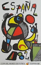 Joan Miro affiche originale lithographie 1982 Espagne Coupe de Monde Football