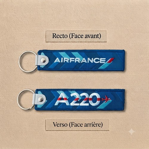 Porte clé brodé avion - clé, flamme