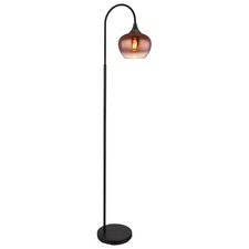Lampadaire Lampe Arc Lampadaire Rétro Verre Cuivre Luminaire de Salon H 150 CM