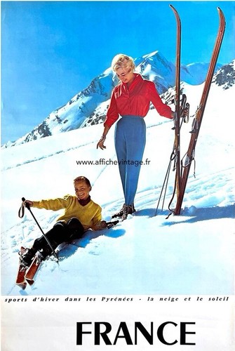 Affiche poster ski - affiche, pyrénées