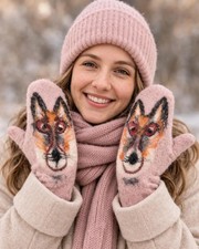 Gants en laine mérinos motif