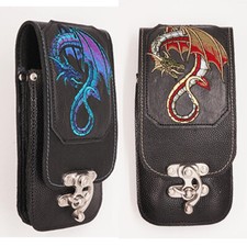 Cuir Dragon Portable Pochette Ceinture Boucle Holster Portefeuille Celtic Motard