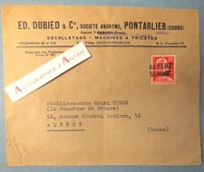 ● PONTARLIER Doubs E DUBIED décolletage Machines à tricoter cachet postal ALBERT