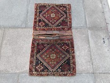 Ancien Main Fabriqué Traditionnel Oriental Laine Bleu Rouge Tapis Selle Sac