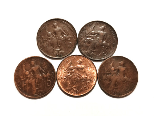 Lot pieces centimes dupuis - pieces, 5