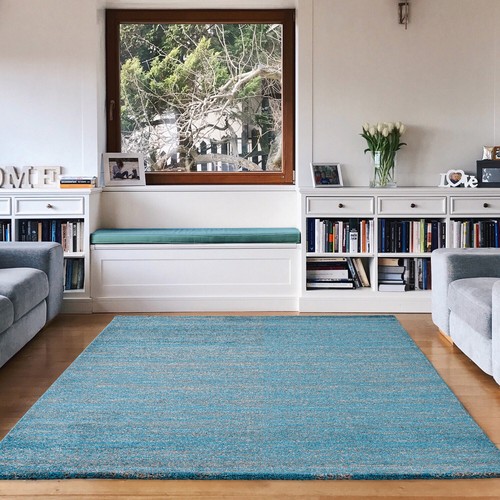 Tapis turquoise poils ras - poils,