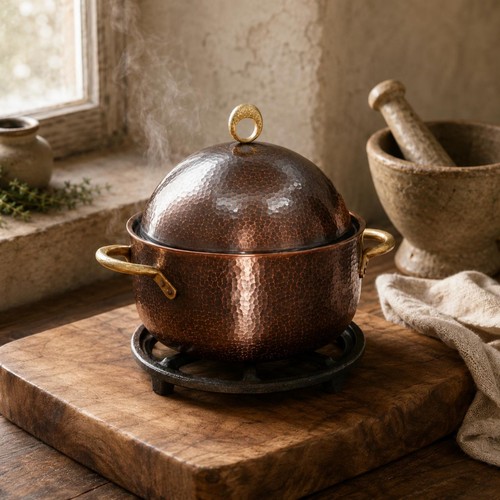 Pot cuivre martelé fait main - pot,