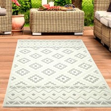 Tapis Sisal Indoor & Outdoor avec Carrés & Triangles en crème gris