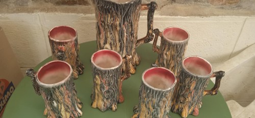 Pichet barbotine tronc arbre - pichet,
