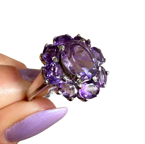 Bague amethystes naturelles - bague,