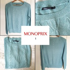 Pull vert turquoise torsadé