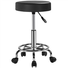 Tabouret Rond à Roulettes Réglable 50,5-65 cm H pour Travail Massage Salon Noir