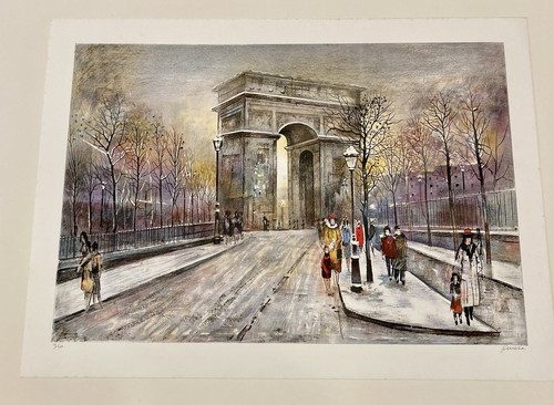Lithographie scène urbaine - lithographie,