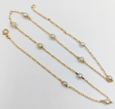 Chaine vintage or 18k mailles gourmettes alternées de perles (circa 1960)