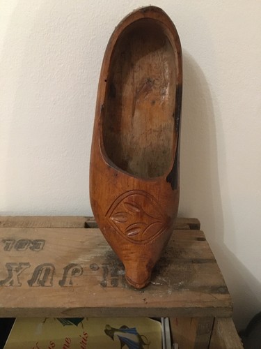 Ancien sabot bois soulier deco - ancien,