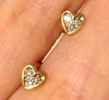 Or 18 Carats-Diamants-Boucles d’Oreilles Puces Clous Coeur-Bijou 750 18K-Diamant