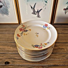 Assiettes à dessert en porcelaine M8S France, décor floral (lot de 12)
