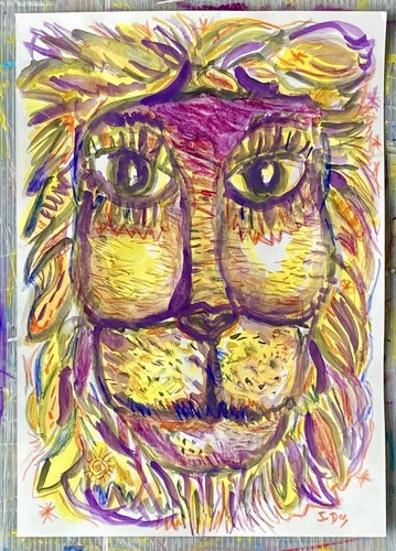 Tableau peinture lion - tableau,