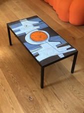 Rare Table Basse Lave émaillée Chien Style de  Borderie Szekely Céramique 1960