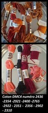 LOT fil de canevas coton  DMC, 2436, 2354, 2921, 2400, 2765, 2922, 2351, 2356,